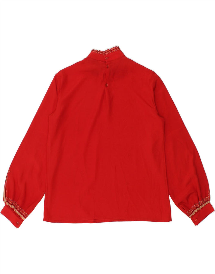VINTAGE Womens Long Sleeve Blouse Top IT 46 Large Red Floral Polyester Vintage Vintage and Second-Hand Vintage from Messina Hembry 