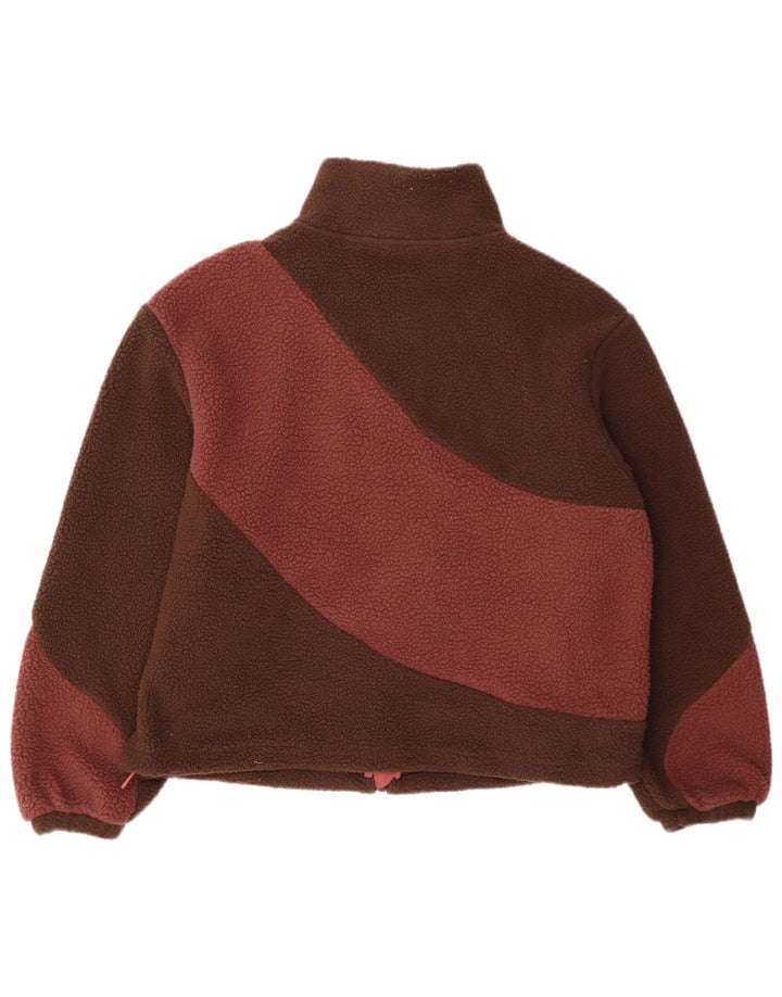 Marks & Spencer Damska kurtka polarowa oversize UK 8 Small Brown Colorblock