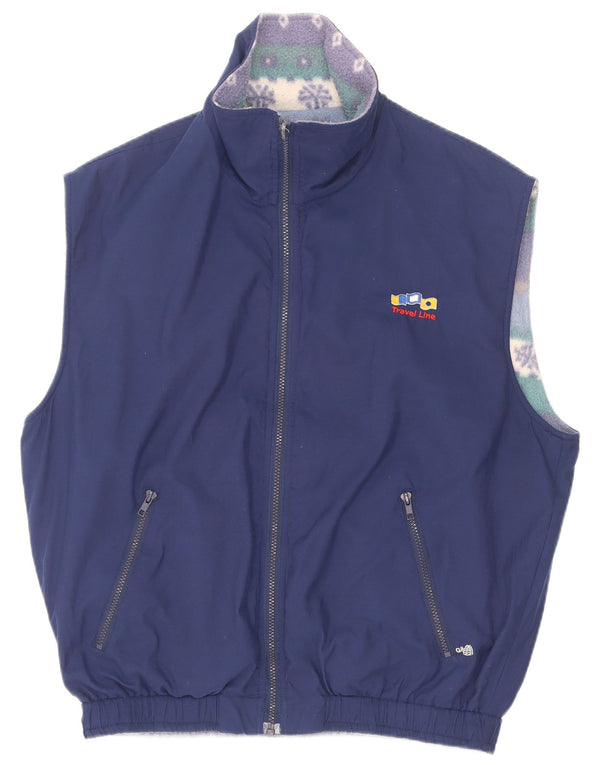 Dwustronna kamizelka polarowa męska Vintage UK 42 XL niebieska