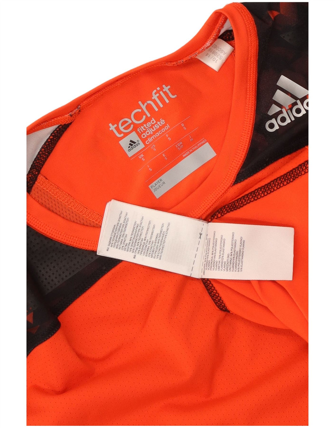 Męska koszulka Adidas Tech Fit Top, mała, pomarańczowa, poliestrowa z blokami kolorów