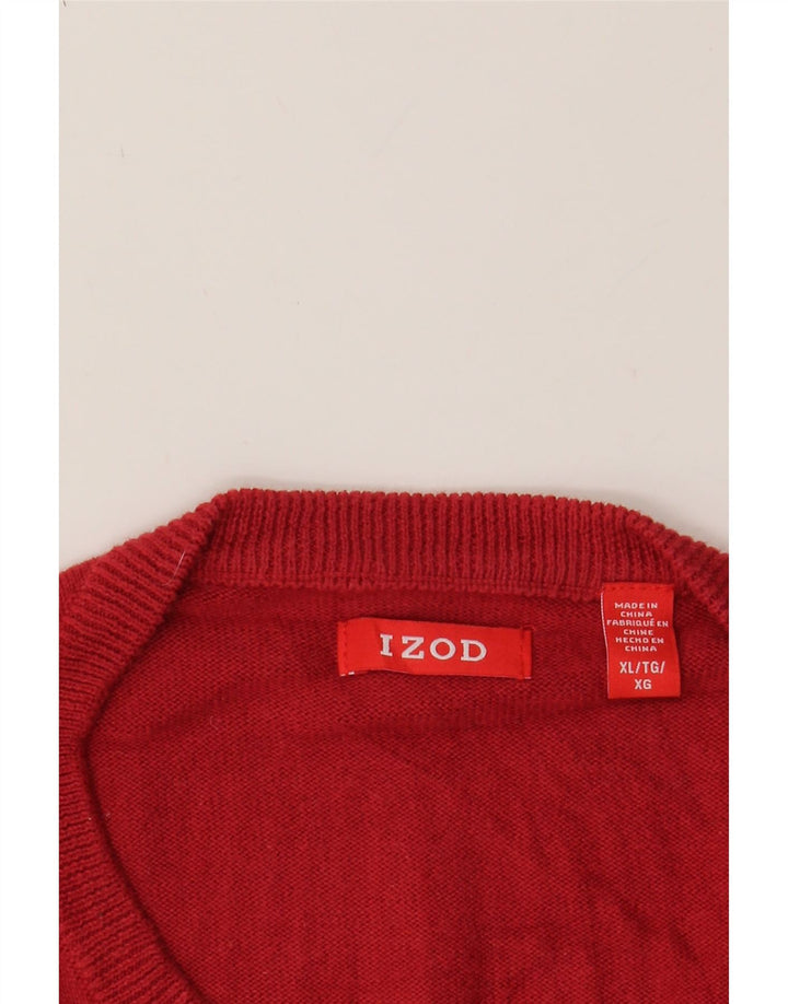 IZOD Mens Crew Neck Jumper Sweater XL Red Argyle/Diamond Cotton Vintage Izod and Second-Hand Izod from Messina Hembry 