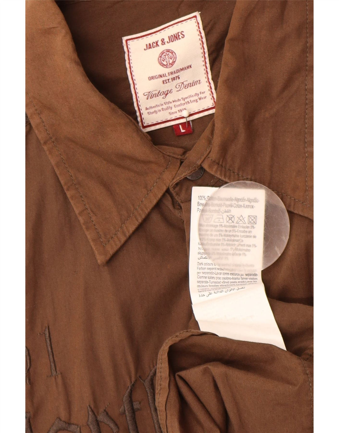 Męska koszula graficzna Jack & Jones, duża, brązowa, bawełniana