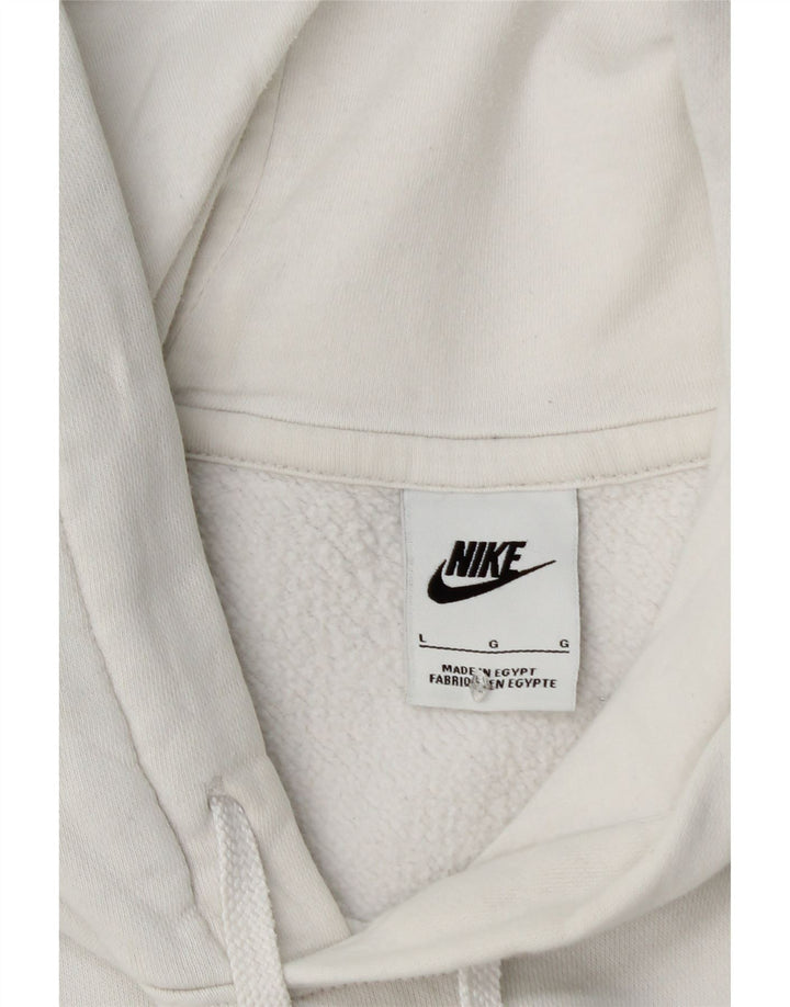 Męski sweter z kapturem NIKE z grafiką, duży, biały, bawełniany