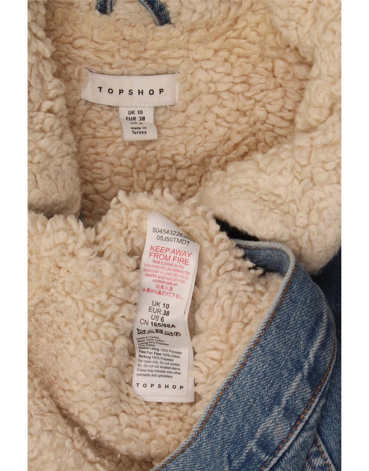 Damska kurtka jeansowa oversize Topshop Sherpa UK 10, mała, niebieska, bawełniana