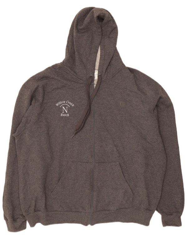 Męski sweter z kapturem i zamkiem Champion, 2XL, szara bawełna