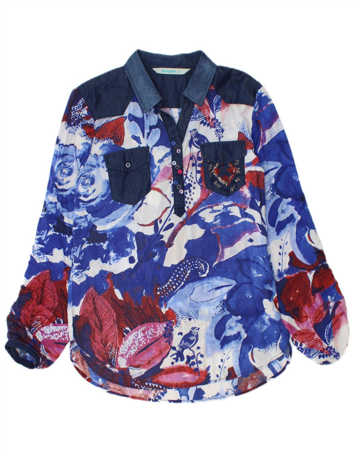 Damska bluzka koszulowa Desigual UK 10, mała, niebieska w kwiaty