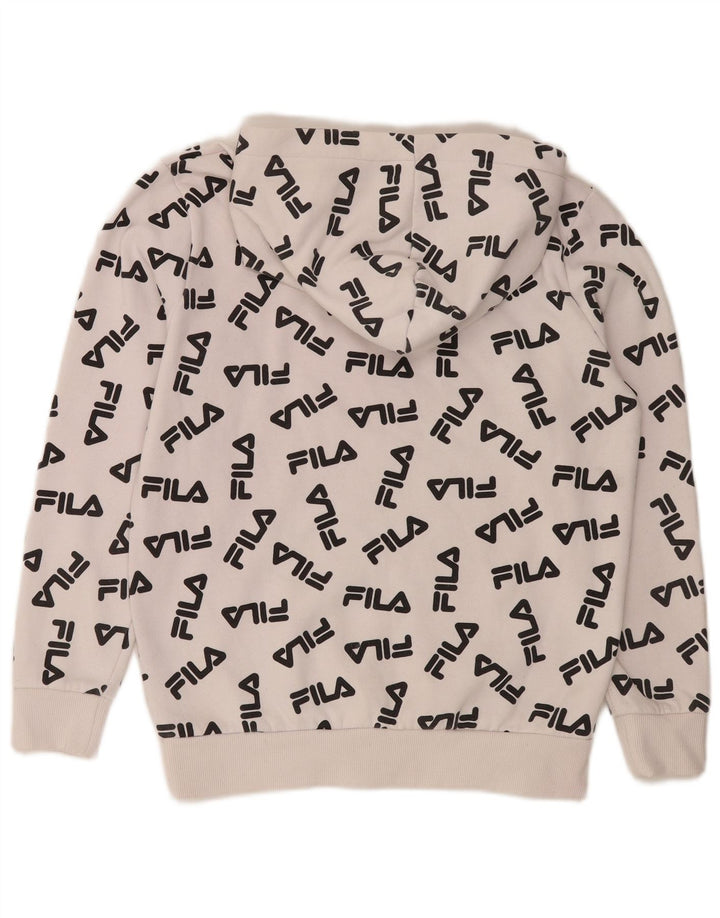 FILA Boys Graphic Hoodie Jumper 13-14 Years White Polyester