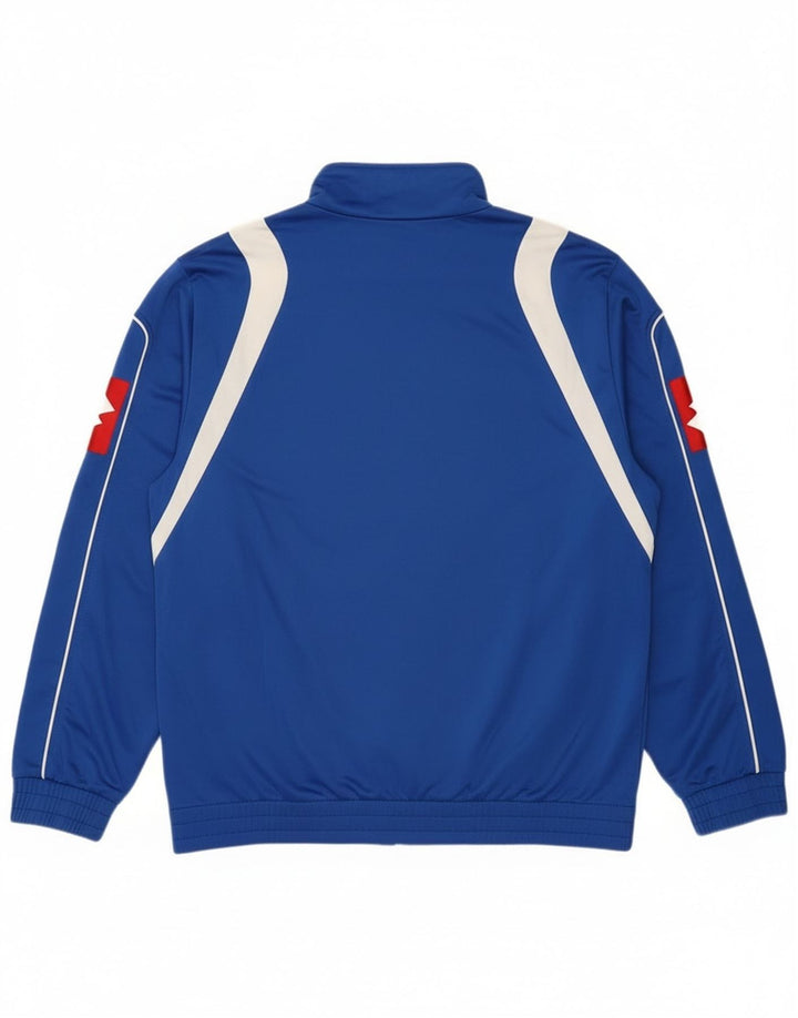 Męska kurtka dresowa Lotto z grafiką, duży niebieski poliester z blokami kolorów