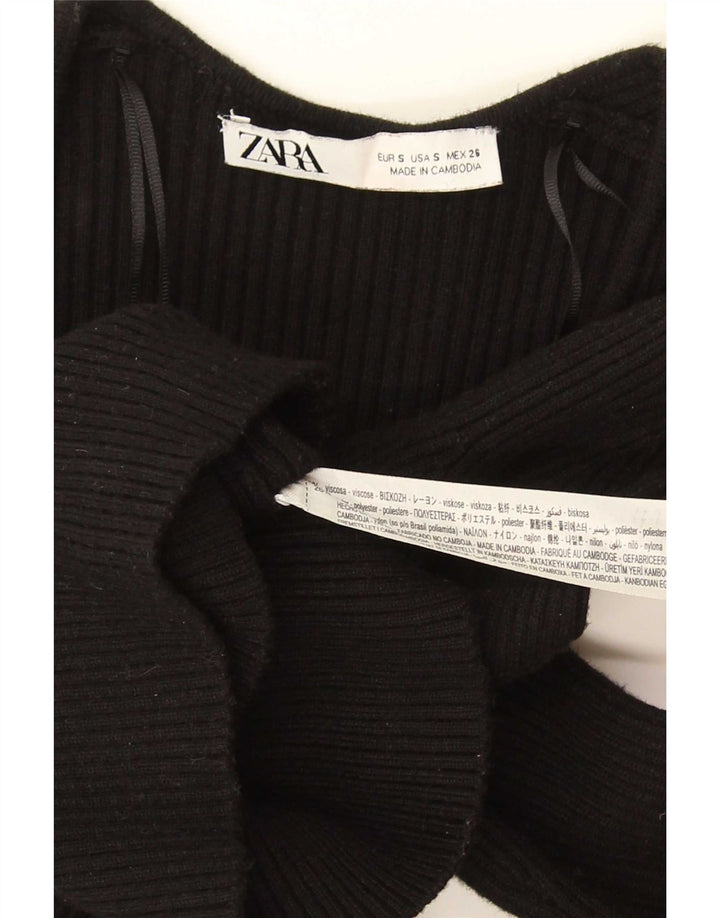 Damski krótki top Zara UK 8 Small, czarna wiskoza