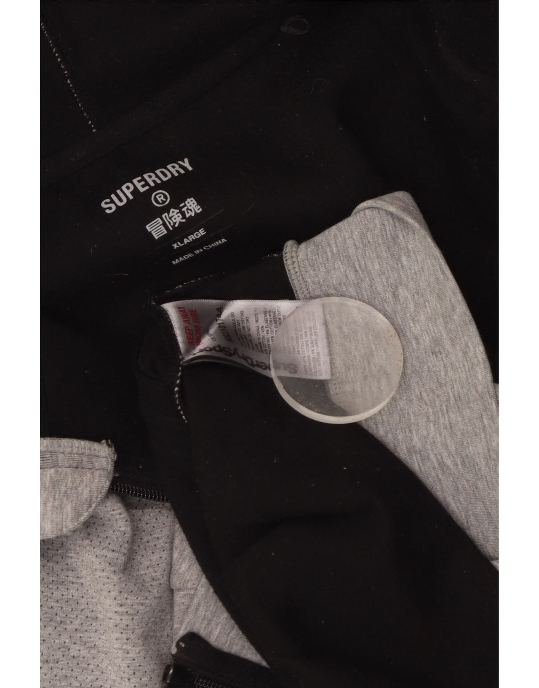 SUPERDRY Męski sweter z kapturem i zamkiem błyskawicznym XL, szary, bawełniany