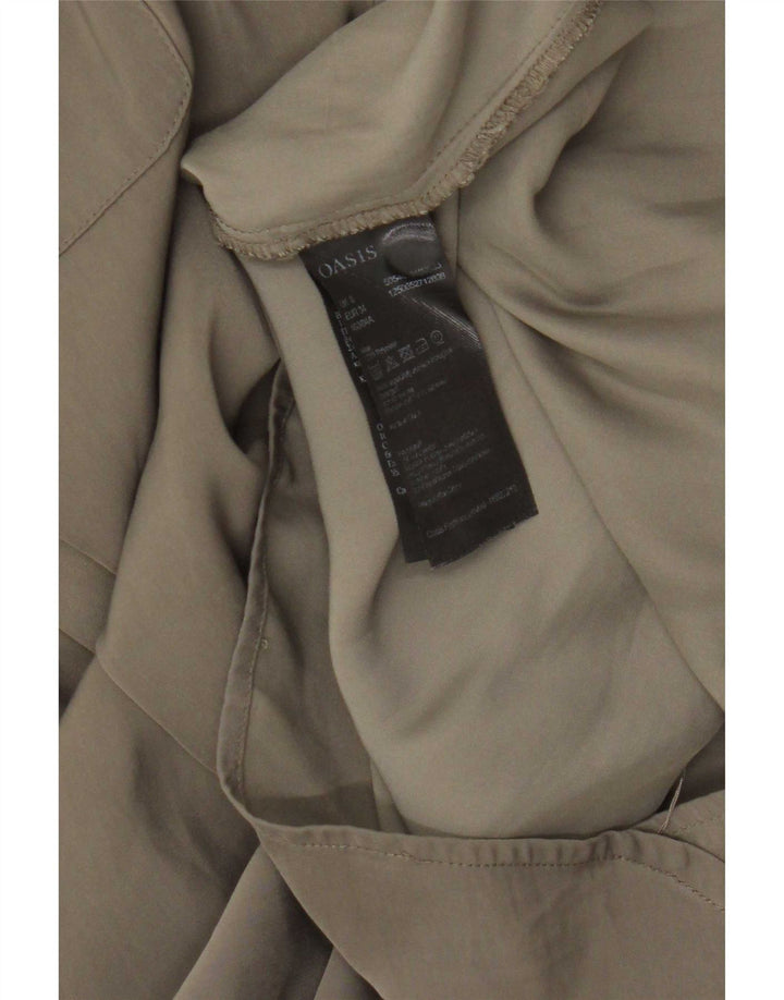 Damska sukienka typu shift Oasis z rękawem 3/4, UK 8, mała, khaki, poliester