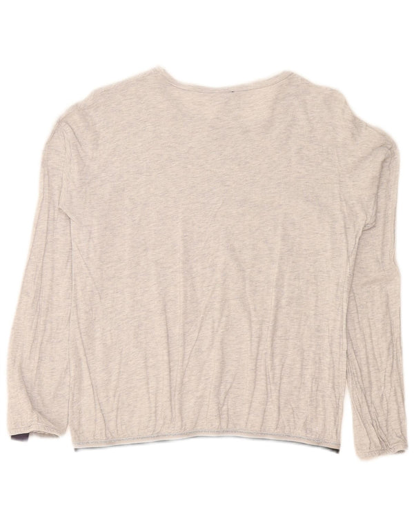 Dziewczęcy graficzny top Benetton z długim rękawem, 11-12 lat, 2XL, szara, plamista bawełna