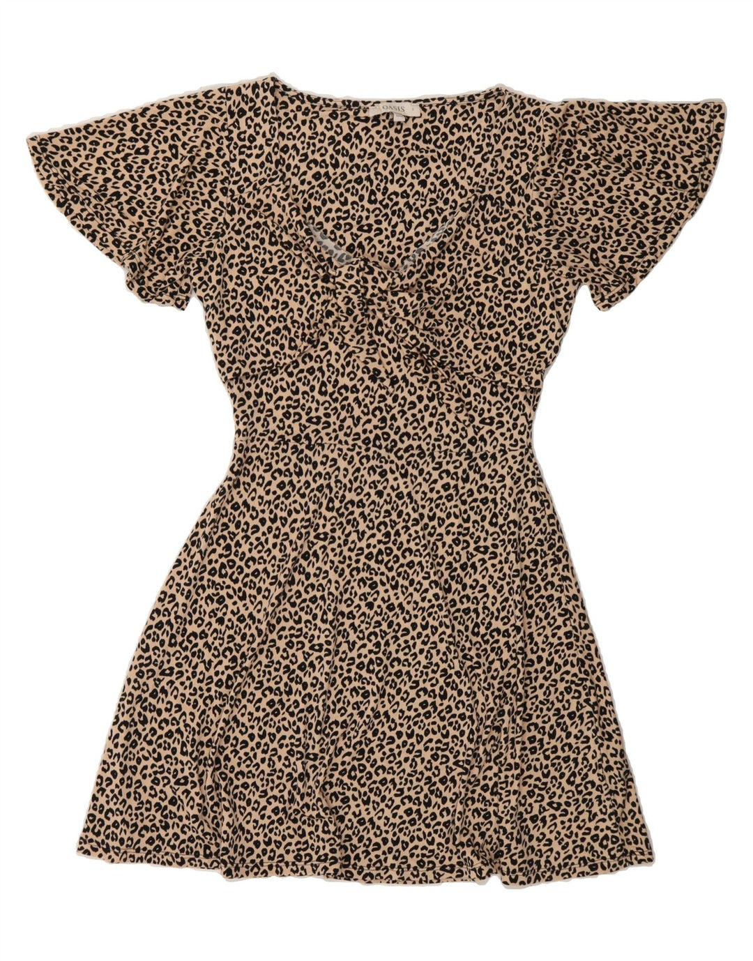 OASIS Womens Basic Dress UK 10 Small Beige Animal Print Polyester Vintage Oasis and Second-Hand Oasis from Messina Hembry 