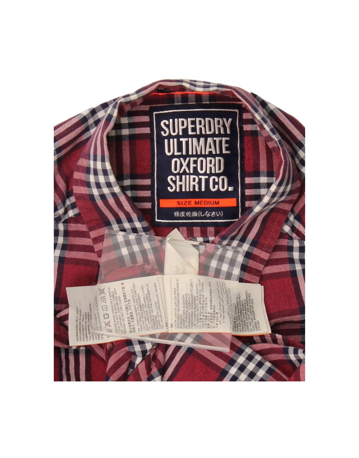 SUPERDRY Mens Shirt Medium Burgundy Check Cotton