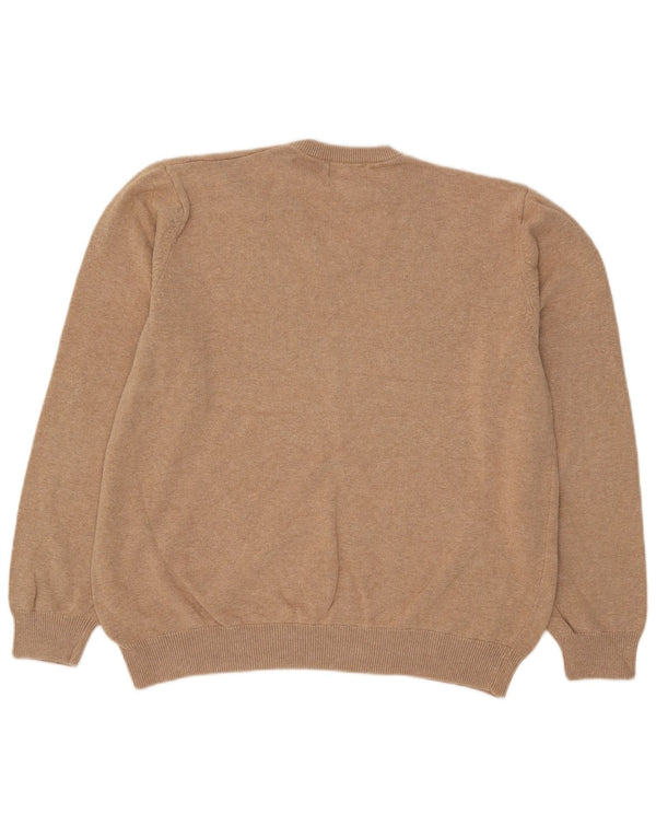 Marks & Spencer Damski sweter z dekoltem w kształcie litery V, UK 16, duży, beżowy, bawełniany