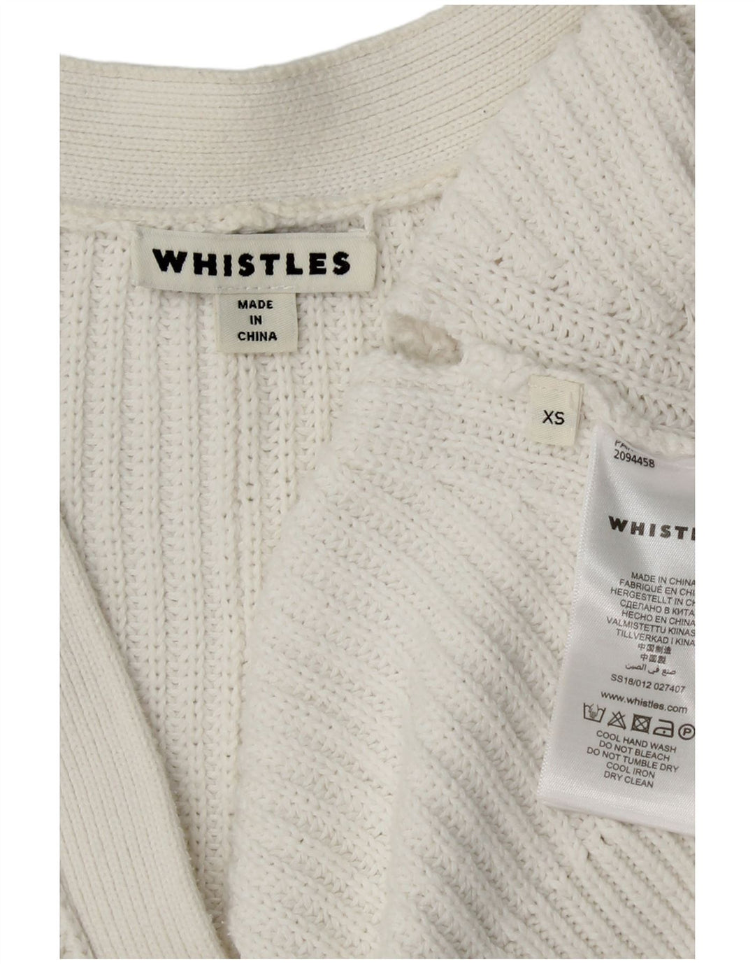 WHISTLES Damski sweter oversize o krótkim kroju, UK 6 XS, biała bawełna