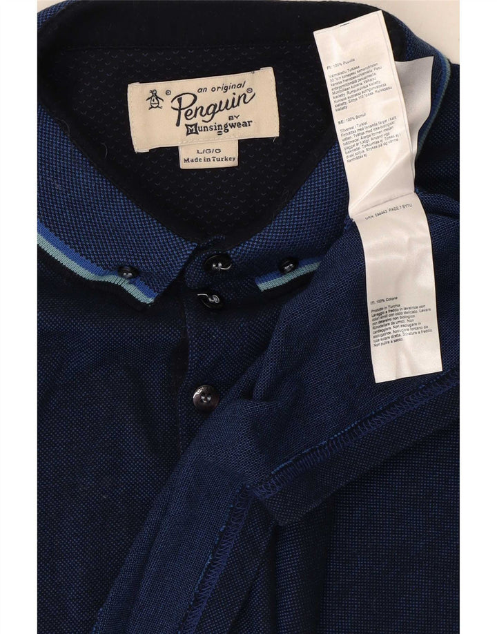 Męska koszulka polo Penguin, duża, bawełniana w granatowe paski
