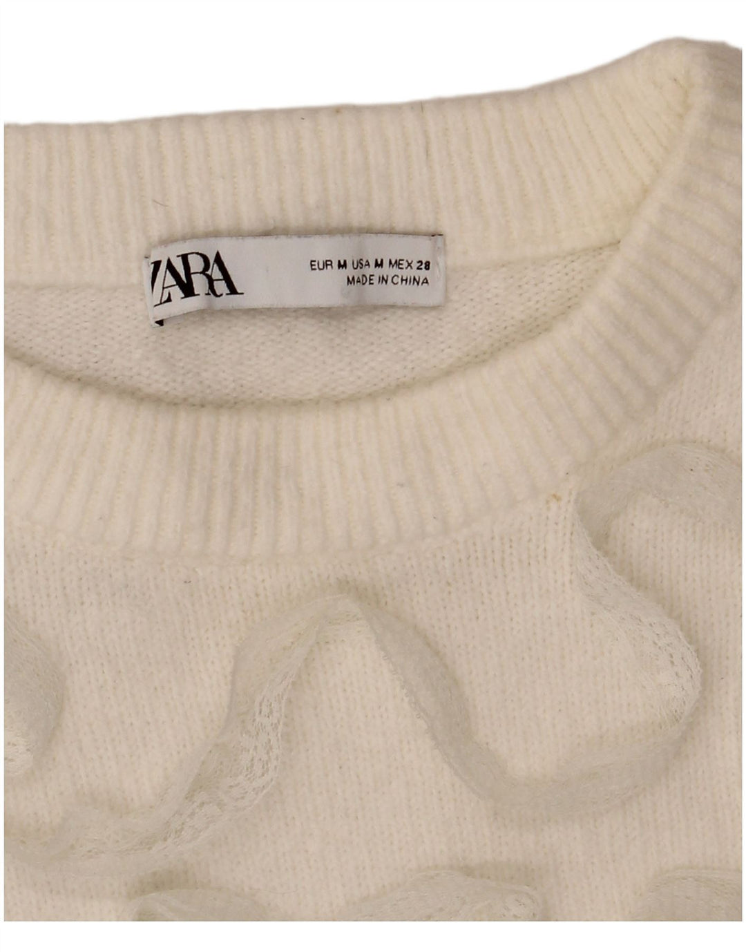 Sweter damski Zara z dekoltem w łódkę, UK 14, średni biały