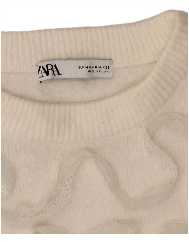 Sweter damski Zara z dekoltem w łódkę, UK 14, średni biały