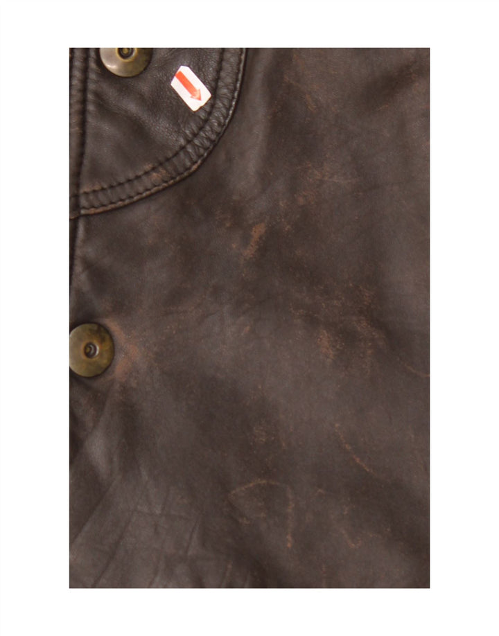 MARCOS Męski płaszcz skórzany IT 50 Duża brązowa skóra