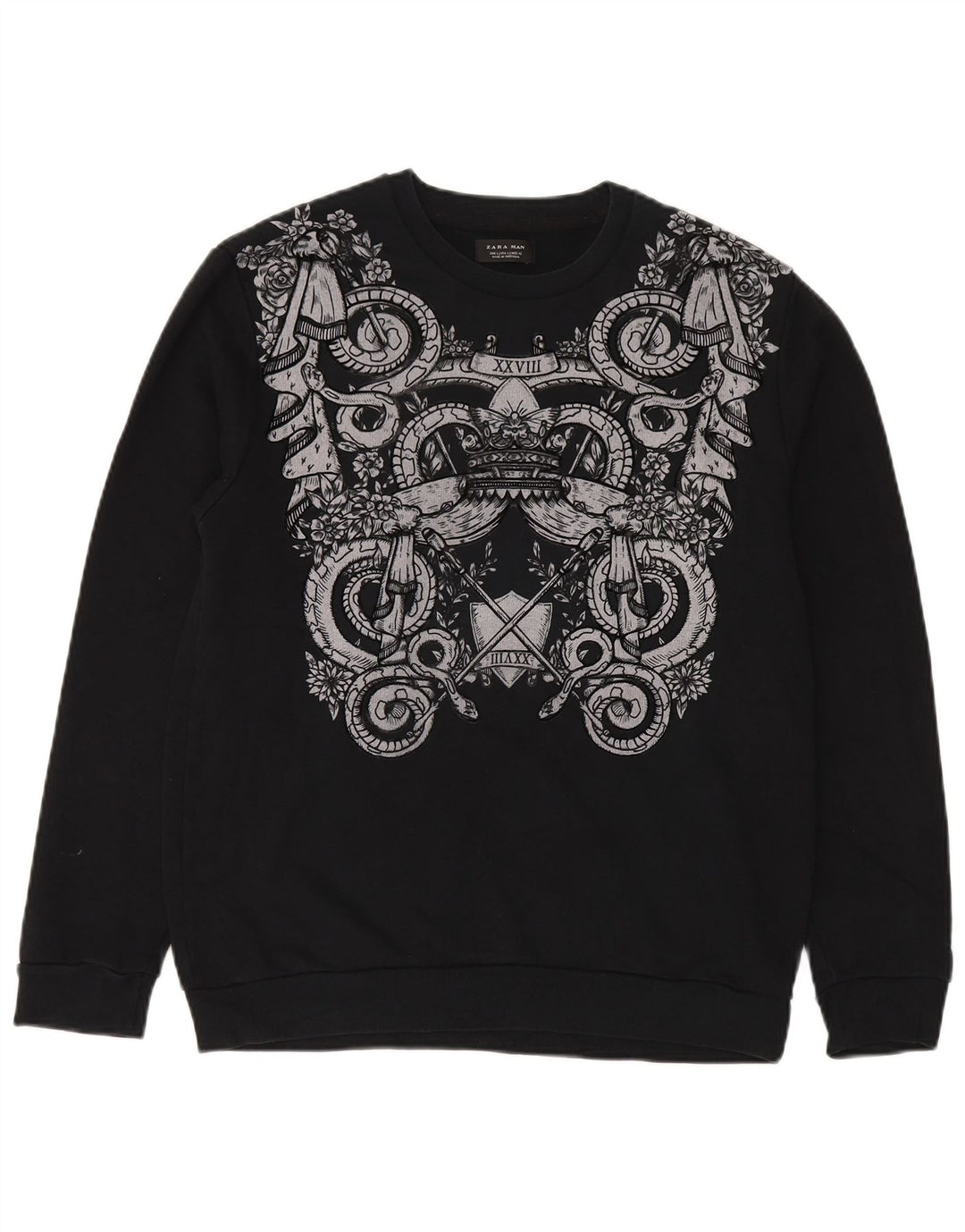 Męska bluza z grafiką Zara, duża, czarna, bawełniana