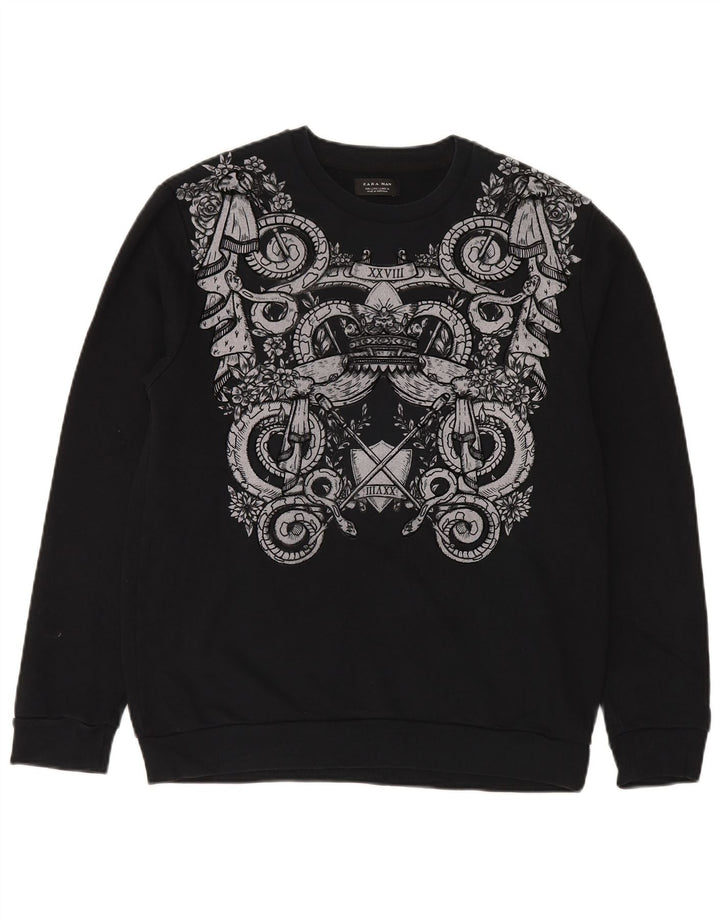 Męska bluza z grafiką Zara, duża, czarna, bawełniana