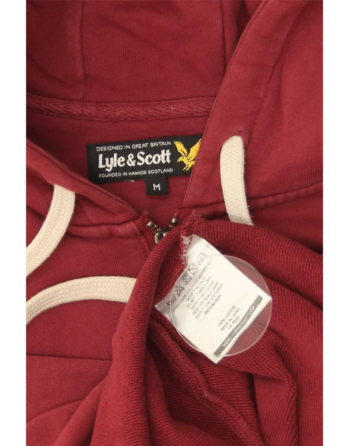 Męski sweter z kapturem i zamkiem błyskawicznym Lyle & Scott, średnioczerwony, bawełniany