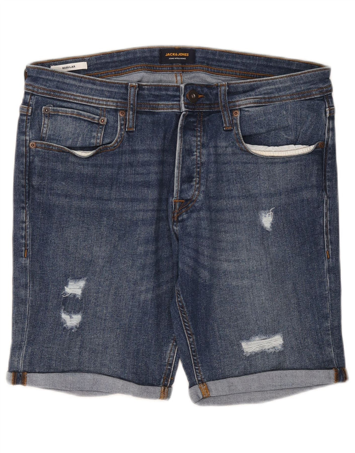 Męskie spodenki dżinsowe Jack & Jones Regular Distressed, duże, W36, niebieska bawełna