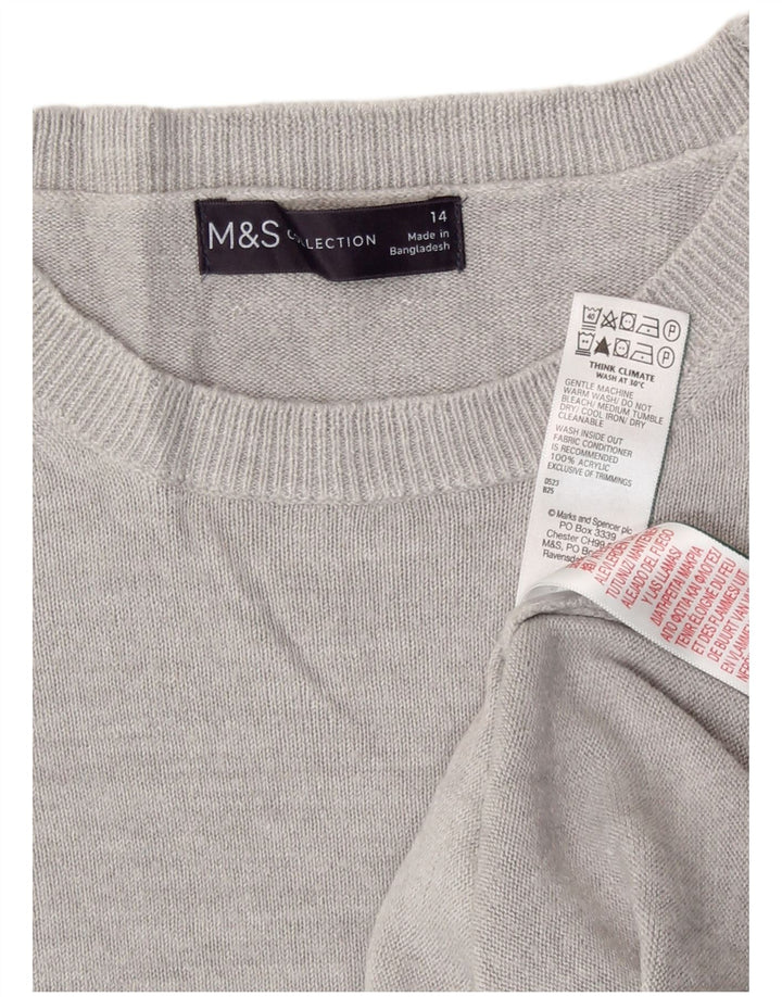 Marks & Spencer Damski sweter z okrągłym dekoltem, UK 14, średni szary akryl