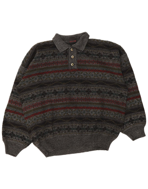Męska koszulka polo Vintage XL, szara Fair Isle
