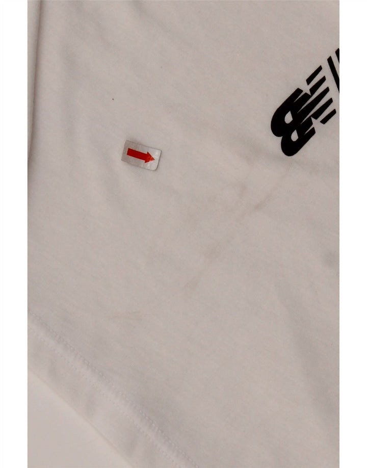 Damska koszulka o krótkim kroju z grafiką NEW BALANCE Top UK 10, mała, biała, bawełniana