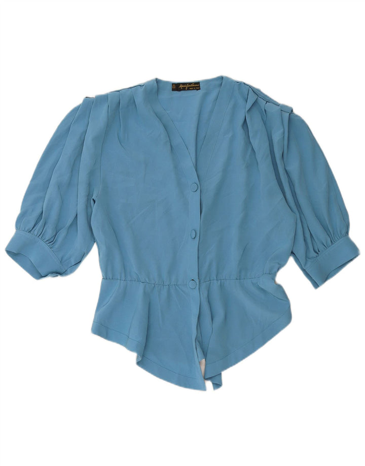 MARIO PUCCI CECCONI Damska bluzka koszulowa z krótkim rękawem IT 42 Średni niebieski