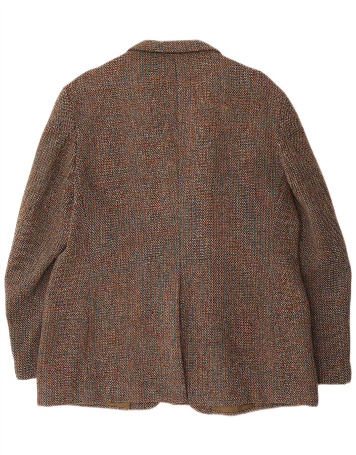 Męska marynarka zapinana na 3 guziki Harris Tweed UK 40, duża brązowa