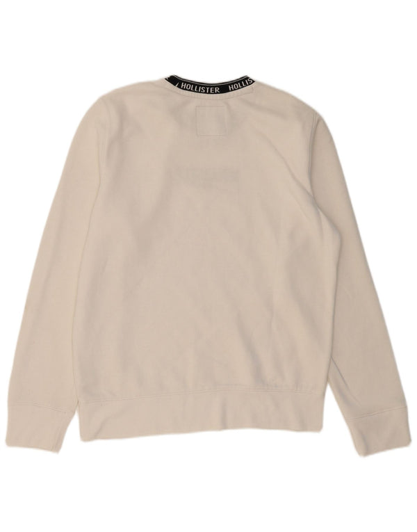 Męska bluza z grafiką HOLLISTER, średnia, biała bawełna