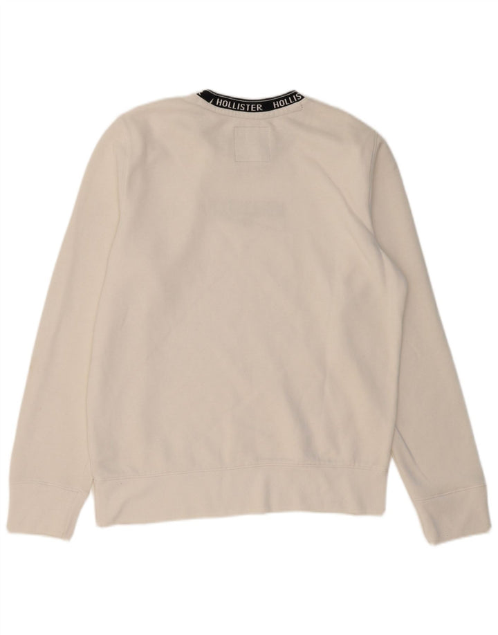 Męska bluza z grafiką HOLLISTER, średnia, biała bawełna