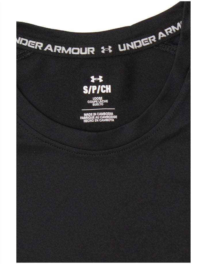 Under Armour Męski T-shirt Top, mały, czarny, z blokami kolorów, poliester