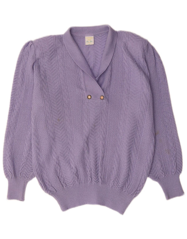 Sweter damski Christian Dior z szalowym dekoltem, UK 18 XL, fioletowa bawełna