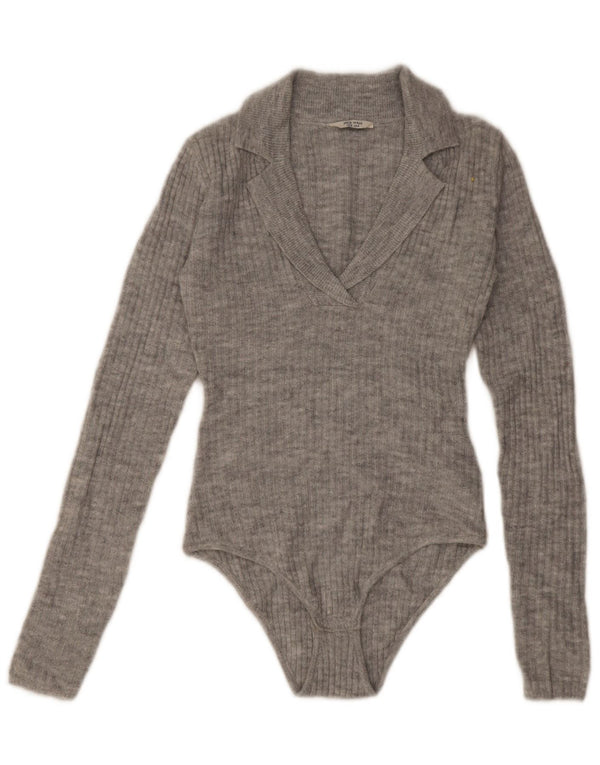 Damskie body z długim rękawem Jack Wills UK 8, małe, szare, akrylowe