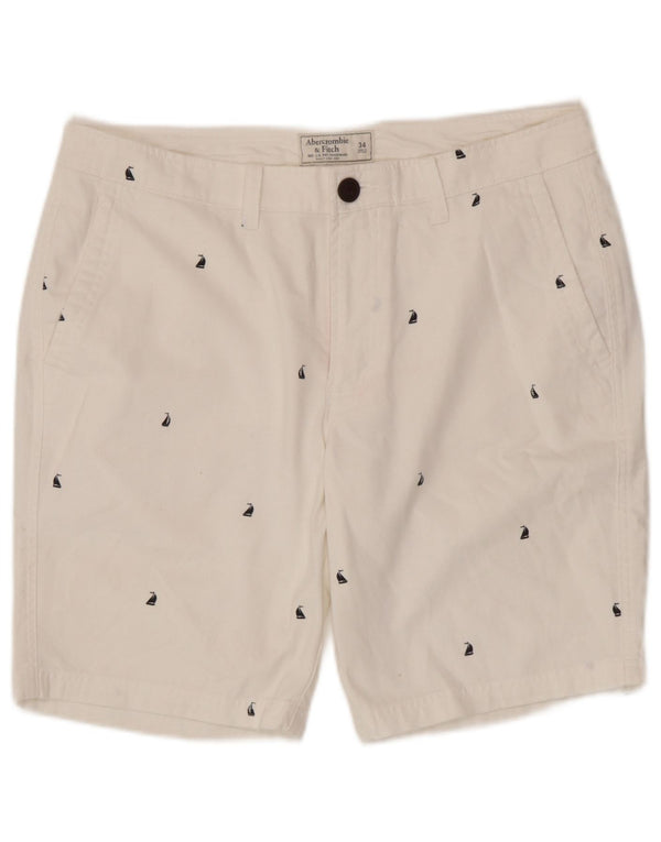 Męskie spodenki chino z grafiką Abercrombie & Fitch W34, duże, białe, bawełniane