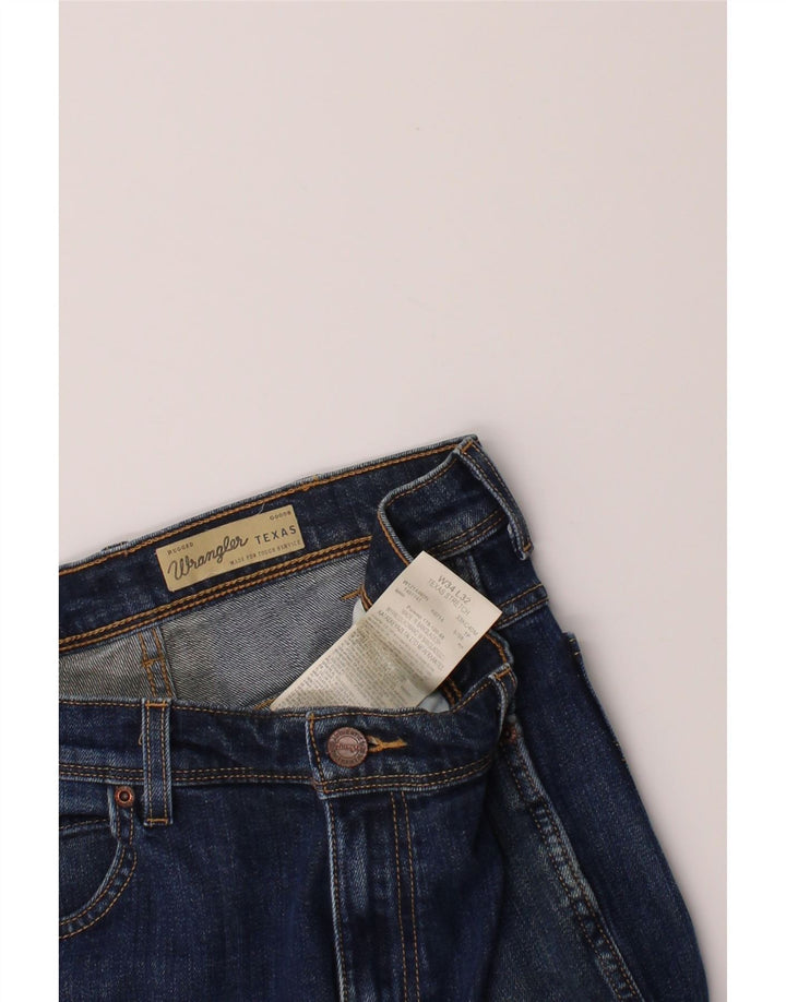 WRANGLER Mens Texas Stretch Denim Shorts W32 Medium Blue Cotton Vintage Wrangler and Second-Hand Wrangler from Messina Hembry 