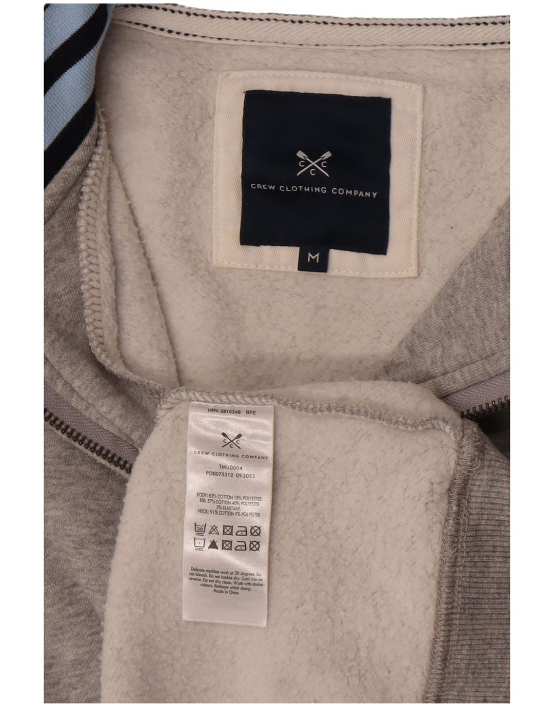 Crew Clothing Męska bluza z zamkiem błyskawicznym, średnioszara, bawełniana