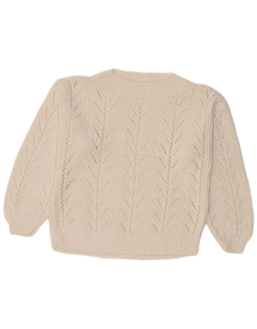 Sweter damski w stylu vintage z golfem UK 14, duży biały