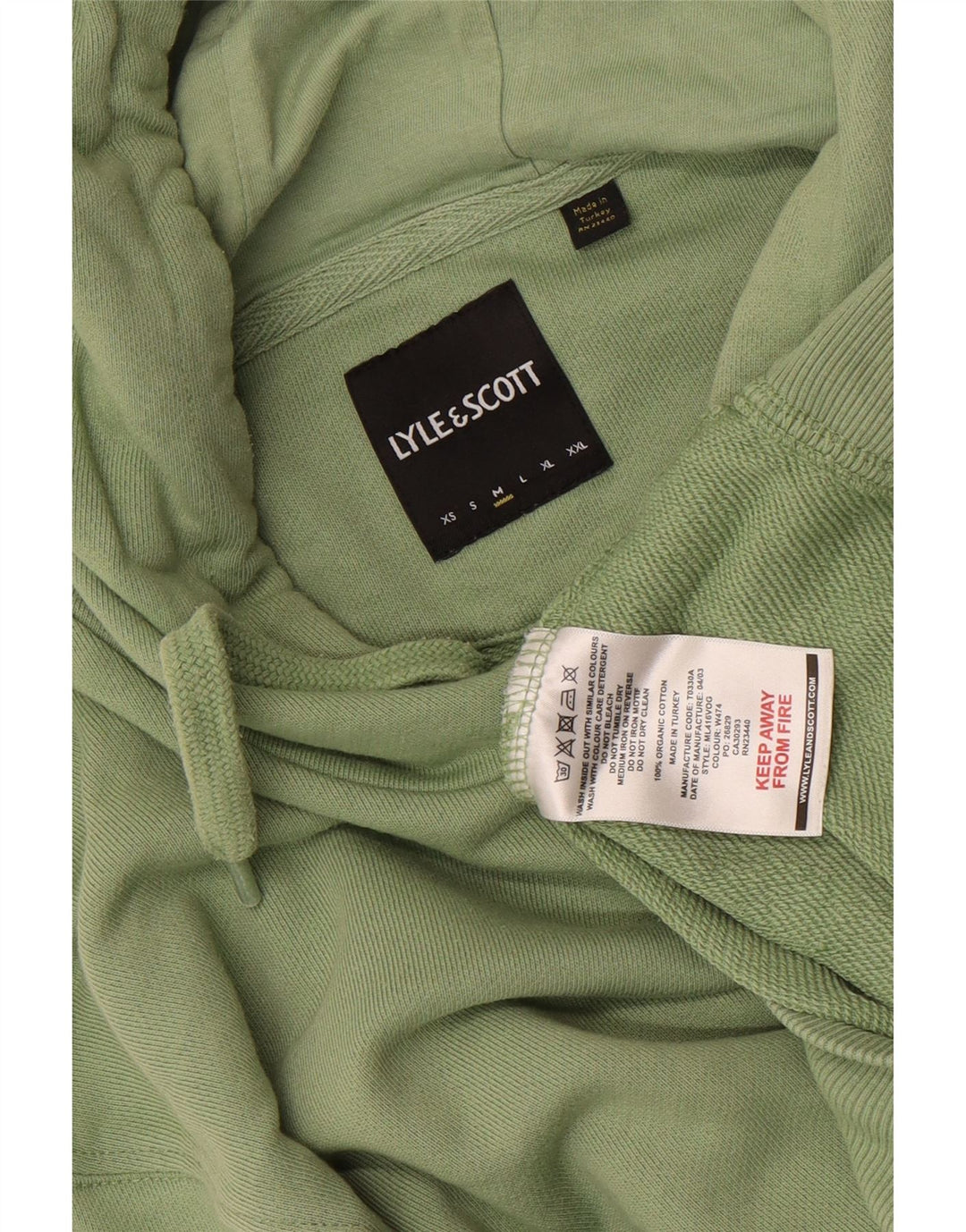 Męski sweter z kapturem Lyle & Scott, średniej wielkości, zielony, bawełniany