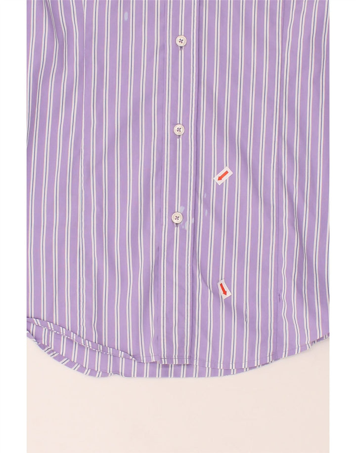 BENETTON Mens Shirt Size 41 Medium Purple Striped Cotton Vintage Benetton and Second-Hand Benetton from Messina Hembry 