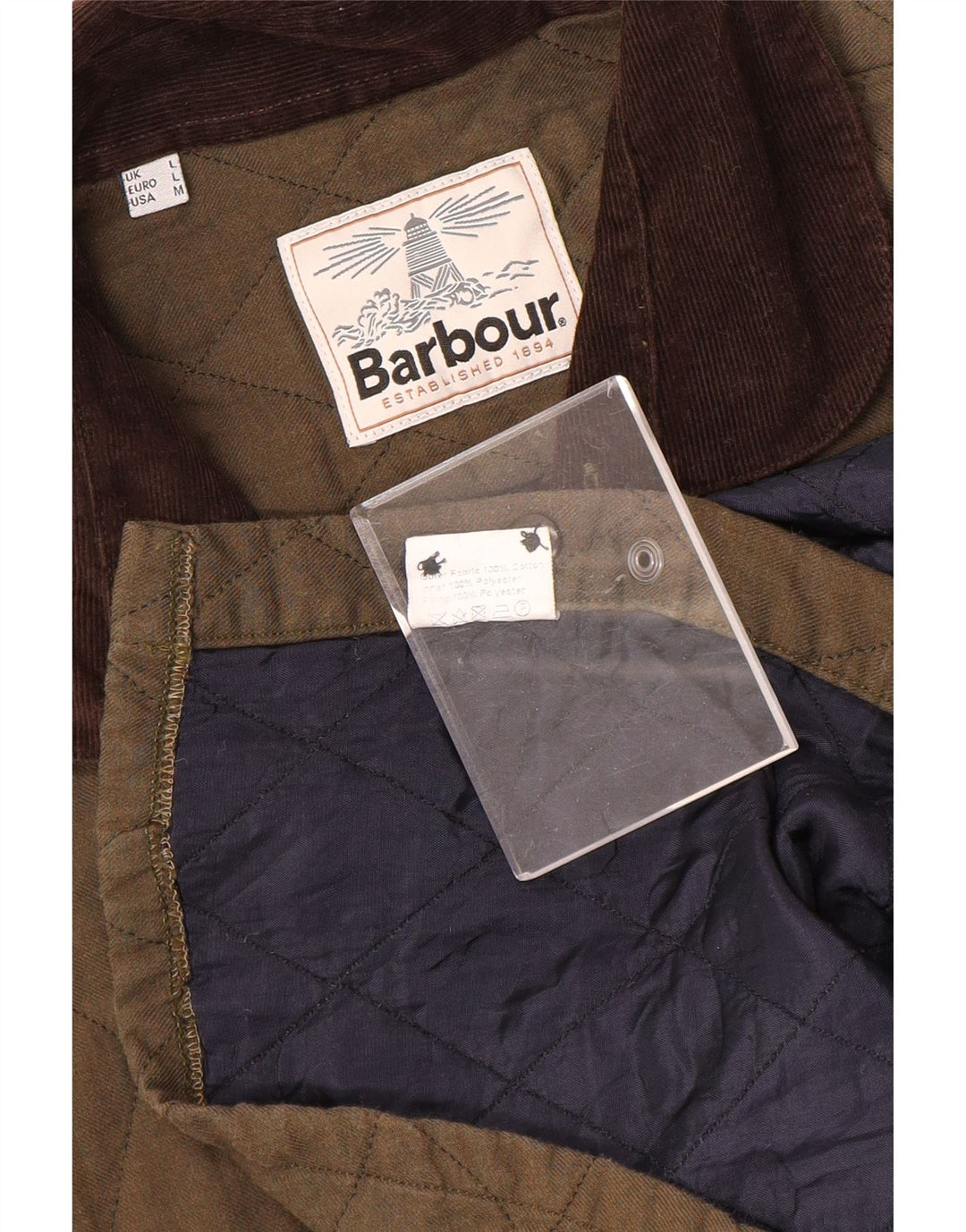 Męska pikowana kurtka Barbour UK 40, duża, bawełniana khaki