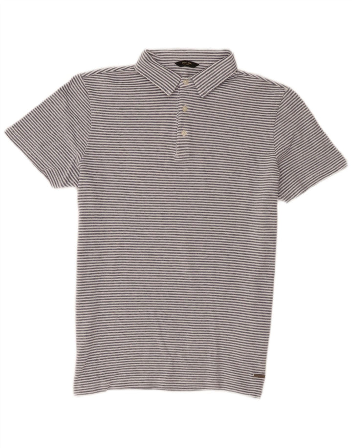 Męska koszulka polo Massimo Dutti, bawełniana, w kolorze średniego niebieskiego w prążki