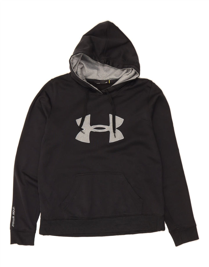 UNDER ARMOUR Womens Graphic Hoodie Jumper UK 16 Large Black Polyester Vintage Under Armour and Second-Hand Under Armour from Messina Hembry 