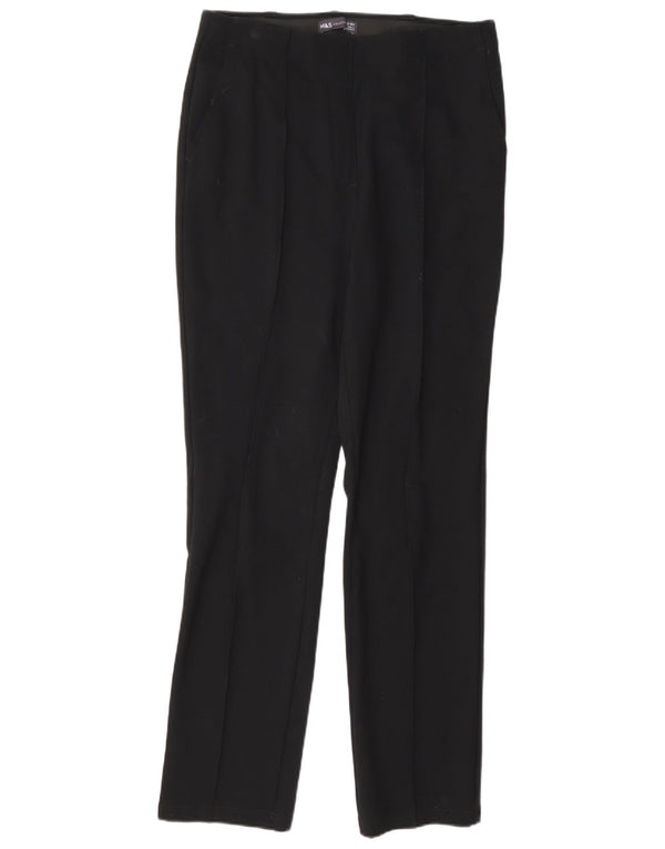 Marks & Spencer Womens Straight Suit Trousers UK 12 Medium W32 L30 Black