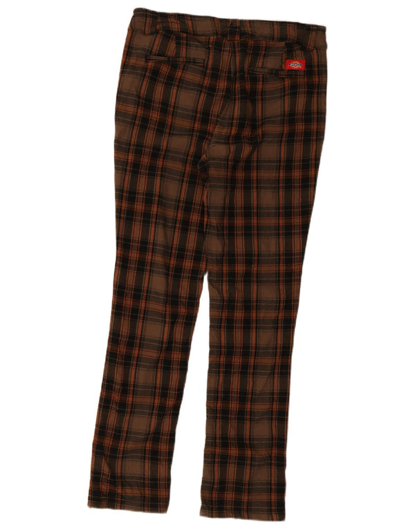 Spodnie damskie Dickies Skinny Chino US 13 Large W34 L30 Brązowy Rayon w kratę