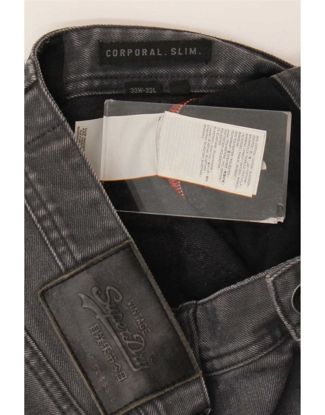 Męskie dżinsy Superdry Corpporal W33 L32 Szara bawełna